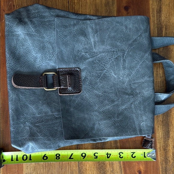 Gray Vintage Canvas Backpack with Leather Accents - Picture 4 of 7